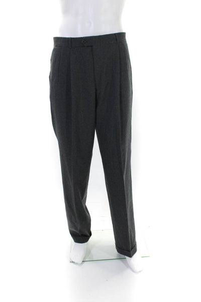 J. Mclaughlin Mens Tapered Leg Pleated Front Dress Pants Gray Wool Size 34