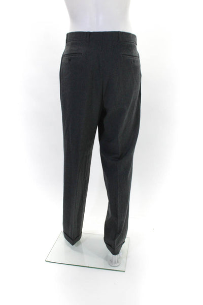 J. Mclaughlin Mens Tapered Leg Pleated Front Dress Pants Gray Wool Size 34