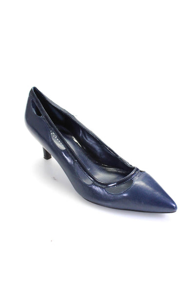 Lauren Ralph Lauren Womens Leather Cut Out Pointed Toe Heels Navy Size 38 8