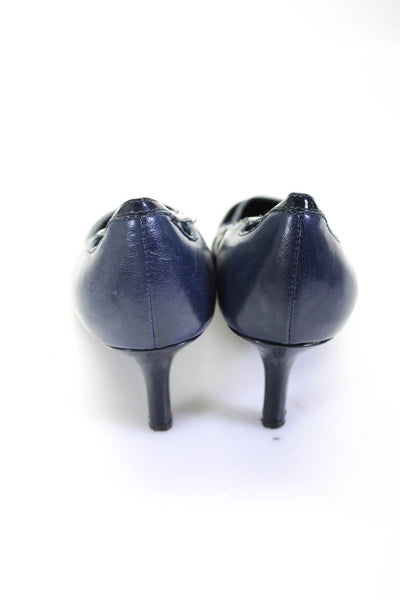 Lauren Ralph Lauren Womens Leather Cut Out Pointed Toe Heels Navy Size 38 8