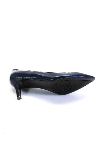 Lauren Ralph Lauren Womens Leather Cut Out Pointed Toe Heels Navy Size 38 8