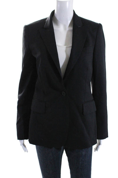 Stella McCartney Womens Peak Lapel One Button Blazer Jacket Black Size FR 42