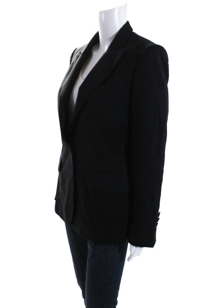 Stella McCartney Womens Peak Lapel One Button Blazer Jacket Black Size FR 42