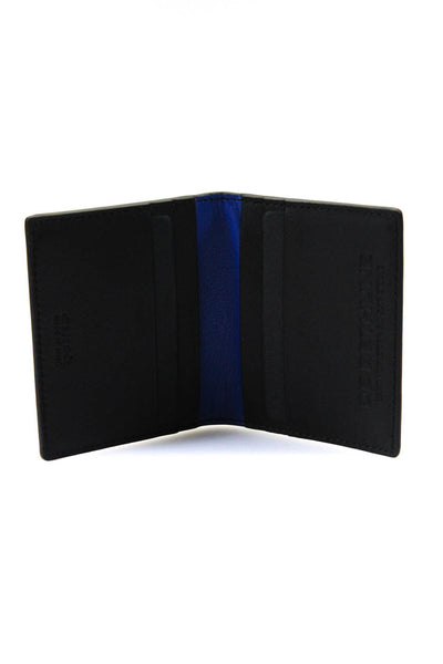 De Bethune Mens Genuine Leather Open Front Bi Fold Card Wallet Black Blue