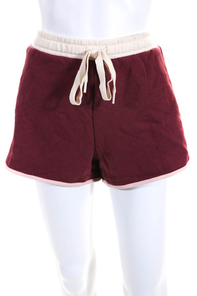 The Upside Women's Elastic Drawstring Waist Running Short Burgundy Size XL