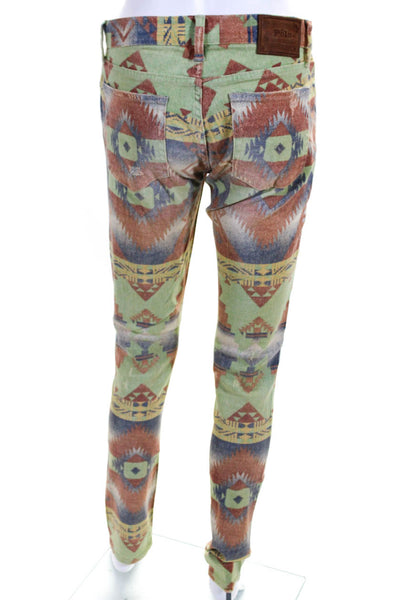 Polo Ralph Lauren Womens High Waist Five Pockets Aztec Print Skinny Pant Size 28