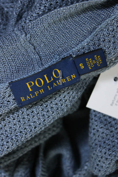 Polo Ralph Lauren Women's 3/4 Sleeves Open Front Mesh Cardigan Blue Size S