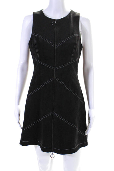 BCBGMAXAZRIA Womens Contrast Stitching Sleeveless Zip Up Dress Black Size 4