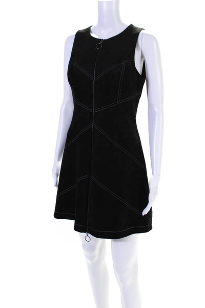 BCBGMAXAZRIA Womens Contrast Stitching Sleeveless Zip Up Dress Black Size 4