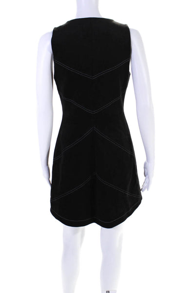 BCBGMAXAZRIA Womens Contrast Stitching Sleeveless Zip Up Dress Black Size 4