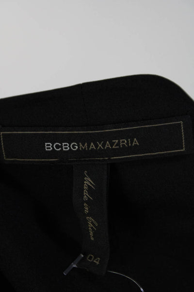 BCBGMAXAZRIA Womens Contrast Stitching Sleeveless Zip Up Dress Black Size 4