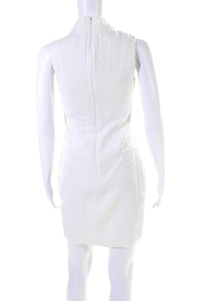 Karen Millen Womens Cotton Blend High Neck Sleeveless Zip Up Dress White Size 2