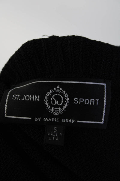 St. John Sport By Marie Gray Womens Full Zipper Hoodie Black Size Small