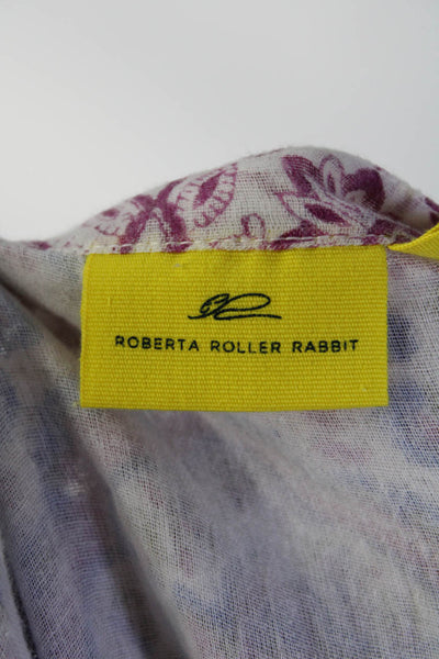 Roberta Roller Rabbit Womens Cotton Floral Long Sleeve Mini Dress Purple Size M