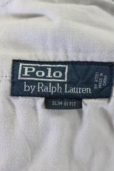 Polo Ralph Lauren Mens Faded Blue Cotton Pleated Straight Leg Pants Size 35X32