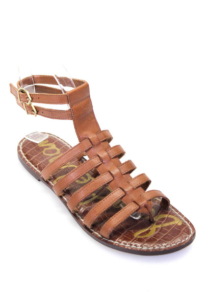 Sam Edelman Womens Brown Leather Strappy Flat Sandals Shoes Size 6M