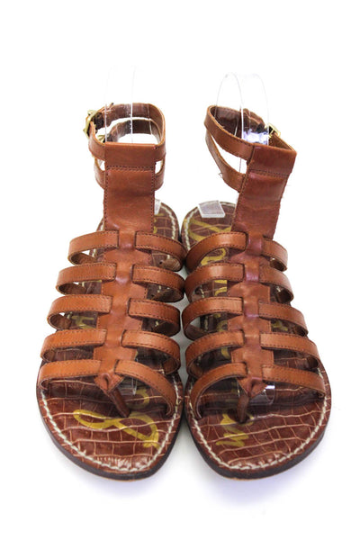 Sam Edelman Womens Brown Leather Strappy Flat Sandals Shoes Size 6M