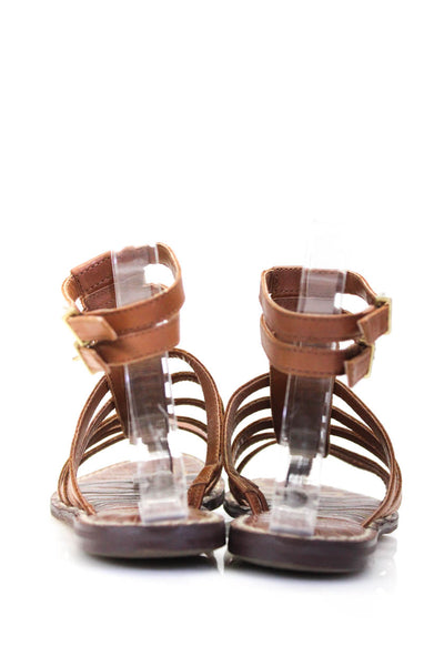 Sam Edelman Womens Brown Leather Strappy Flat Sandals Shoes Size 6M