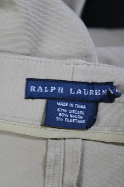 Ralph Lauren Womens Stretch Flat Front Mid-Rise Skinny Pants Trousers Tan Size 4