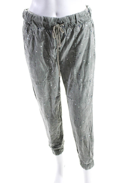 Cloth & Stone Womens Paint Splatter Drawstring Waist Tapered Pants Green Size S