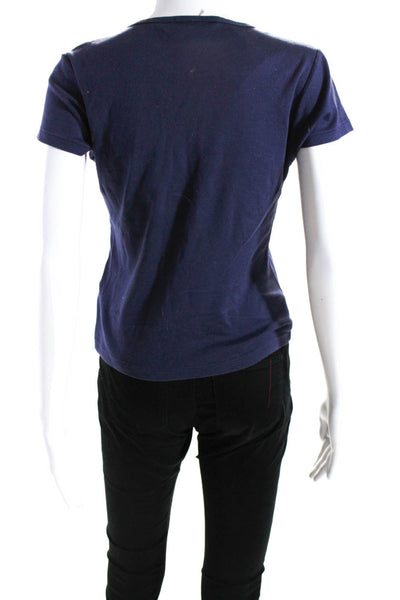 Ralph Lauren Collection Womens Cotton Round Neck Short Sleeve Top Navy Size L