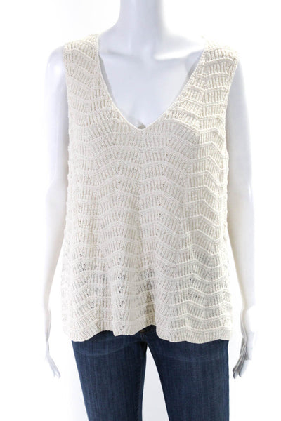 Madewell Women's V-Neck Sleeveless Knit Tank Top Blouse Beige Size XL