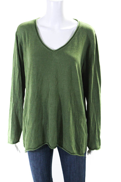 J Crew Women's Round Neck Long Sleeves Pullover Sweater Green Size XL