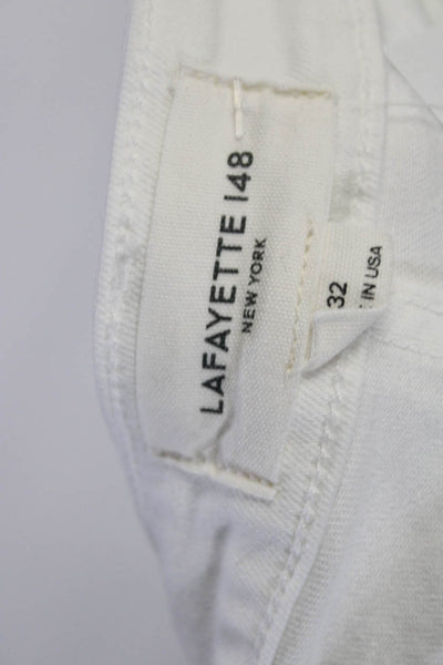 Lafayette 148 New York Women's Five Pockets Straight Leg Jean Pant White Size 32