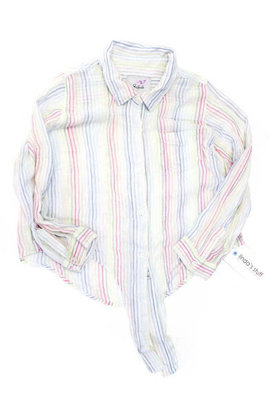 Rails Childrens Girls Linen Striped Button Down Shirt Multi Colored Size 12