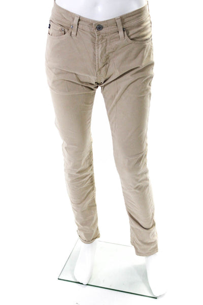 Adriano Goldschmied Mens Everett Slim Straight Leg Pants Beige Cotton Size 29X34