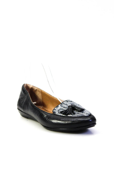 Sofft Womens Leather Snakeskin Print Almond Toe Tassel Loafers Black Size 7.5