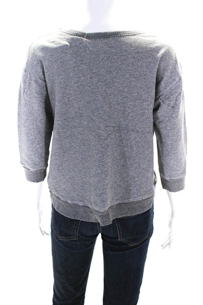 Wilt Womens Cotton Distressed Round Neck Long Sleeve Sweatshirt Top Gray Size XS