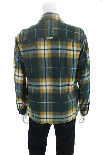 Bhode Mens Long Sleeve Button Down Plaid Flannel Shirt Green Yellow Size S