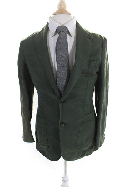 Gutteridge Mens Linen Unlined Two Button Blazer Jacket Green Size 46