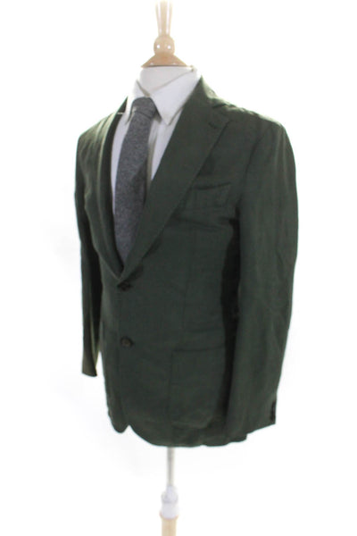 Gutteridge Mens Linen Unlined Two Button Blazer Jacket Green Size 46