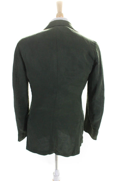 Gutteridge Mens Linen Unlined Two Button Blazer Jacket Green Size 46