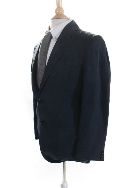 Gutteridge Mens Linen Unlined Two Button Blazer Jacket Blue Size 46