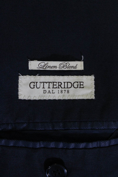 Gutteridge Mens Linen Unlined Two Button Blazer Jacket Blue Size 46