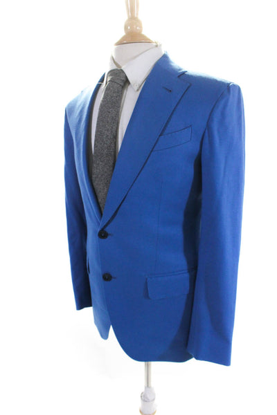 Sartoria Rossi Mens Wool Single Breasted Notched Lapel Suit Jacket Blue Size 44