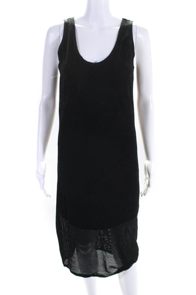 Michael Stars Womens Cotton Round Neck Sleeveless Maxi Dress Black Size M