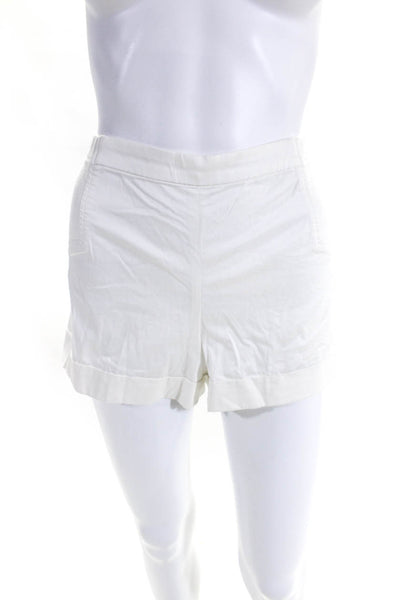 BCBGMAXAZRIA Womens Cotton Elastic Waist Mid-Rise Casual Shorts White Size M