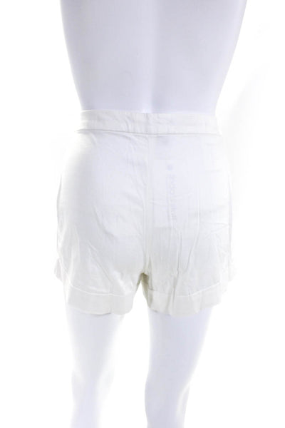 BCBGMAXAZRIA Womens Cotton Elastic Waist Mid-Rise Casual Shorts White Size M