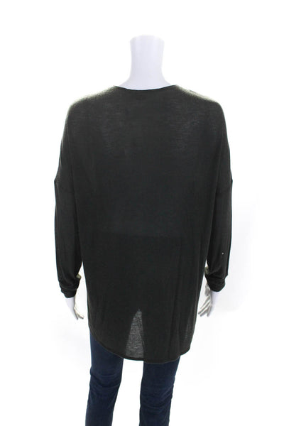 Vince Womens Knit V-Neck Long Sleeve Pullover Blouse Top Black Size S