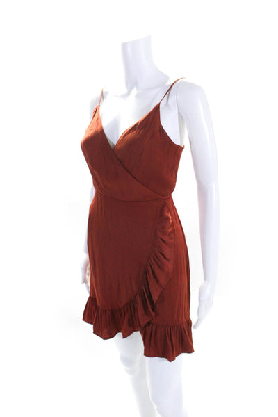 Intimately Free People Womens Ruffle Trim Sleeveless Mini Dress Orange Size S