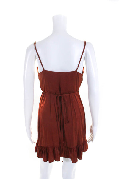 Intimately Free People Womens Ruffle Trim Sleeveless Mini Dress Orange Size S