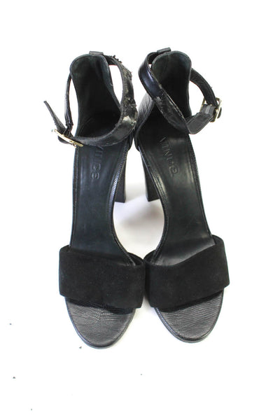 Vince Womens Leather Open Toe Ankle Strap Heels Sandals Black Size 38.5 8.5