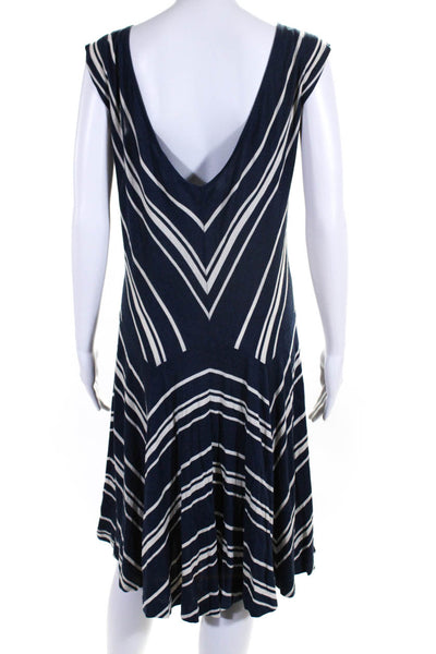 Ralph Lauren Womens Stretch Striped V-Neck Sleeveless Pullover Dress Navy Size S