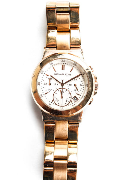 Michael Kors Rose Gold Tone Chronograph Stainless Steel Back Watch Gold