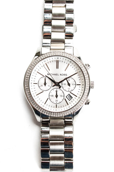 Michael Kors Womens Silver Tone Stainless Steel Runway Chronograph Watch 42mm