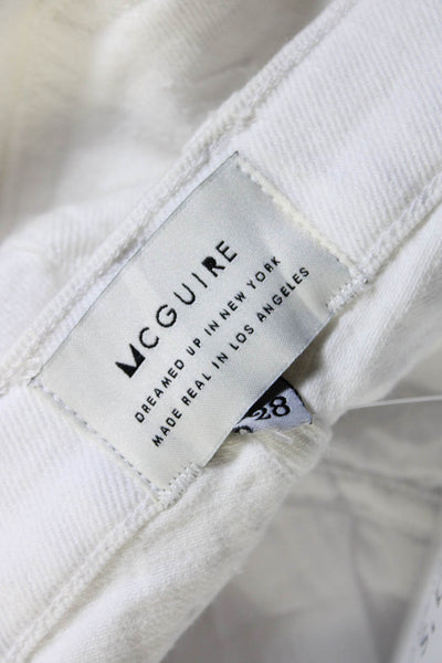 McGuire Womens Cotton Denim Embroidered 5 Pocket Button Fly Jeans White Size 28